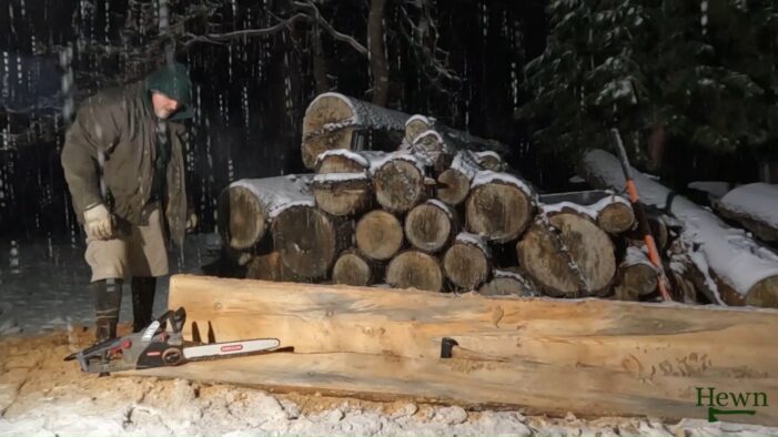 Working on Sleeping Loft Floor Joists for Tiny Chainsaw Cabin