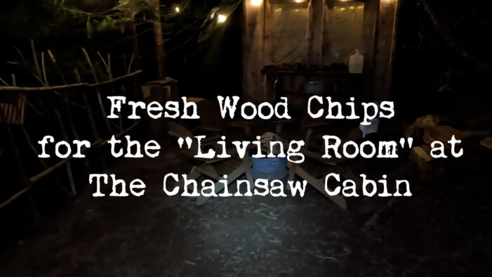 Free Wood Chip Flooring for the “Living Room” at The Chainsaw Cabin Free Wood Chip Flooring for the “Living Room” at The Chainsaw Cabin
