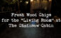 Free Wood Chip Flooring for the “Living Room” at The Chainsaw Cabin